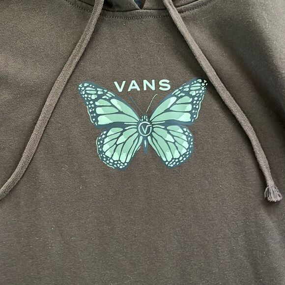 Vans Off The Wall Brown Hooded Butterfly Sweatshirt Women's Size Large - Picture 4 of 7